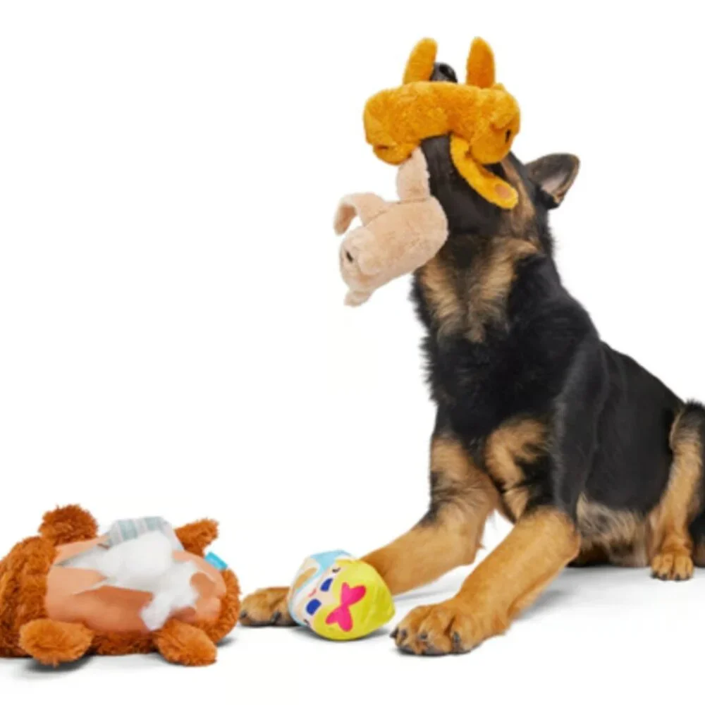 NWT, Bark Box Dog Toy GOLDILUNCH & THE THREE BEARS, L Dog, Plush 3 pc Toy, Brown